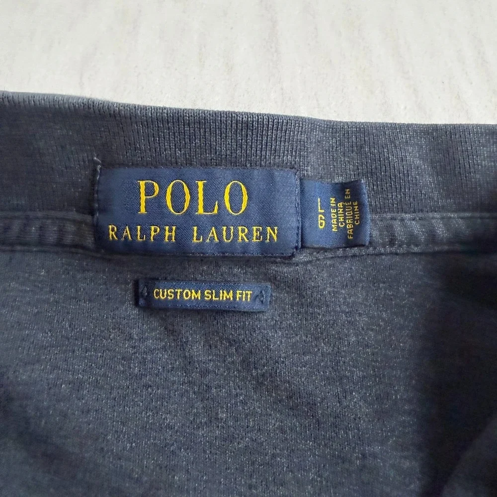 Ralph Lauren Polo Shirt Youth Large Navy Custom Slim Fit Pony Short Sleeve